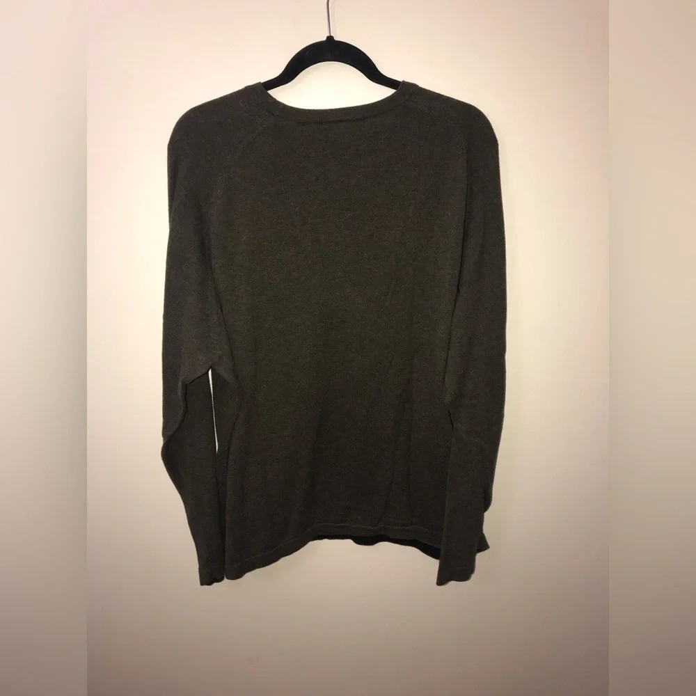 VINTAGE J. Ferrar Mens Cotton Olive Green Thin Knit Long Sleeve Sweater Size XL